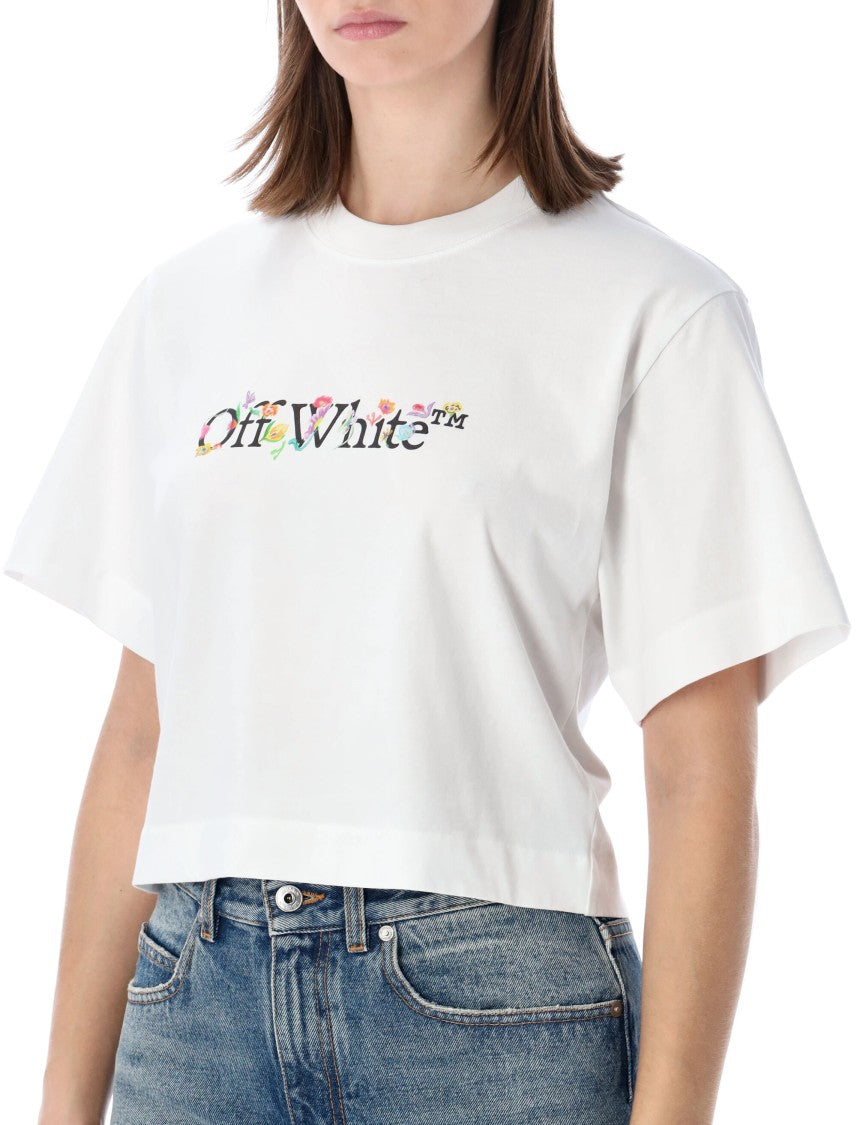 Off-White Cropped Floral Logo Shirt