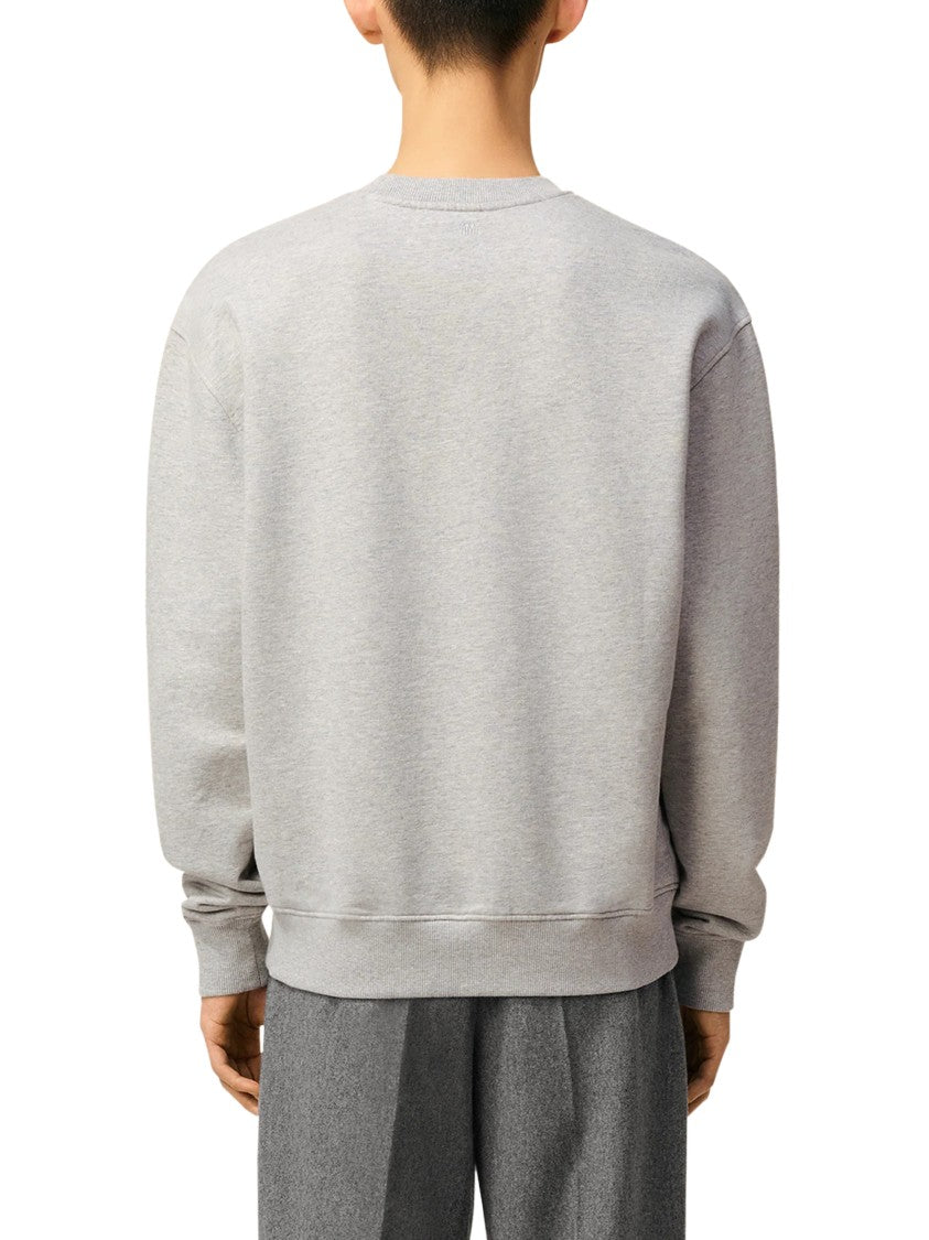 Ami Classic Crewneck Sweater With Ribbed Cuffs