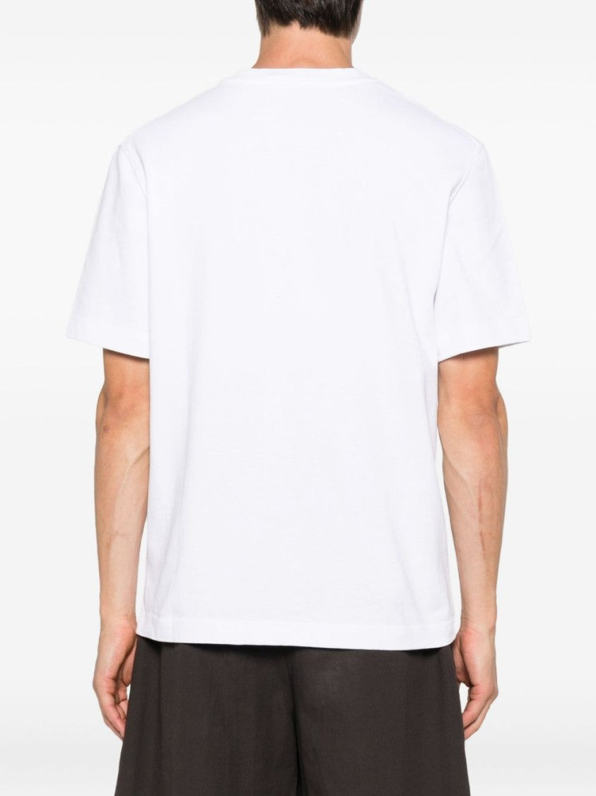 Jacquemus White Rectangular Patch Relaxed Silk T-Shirt