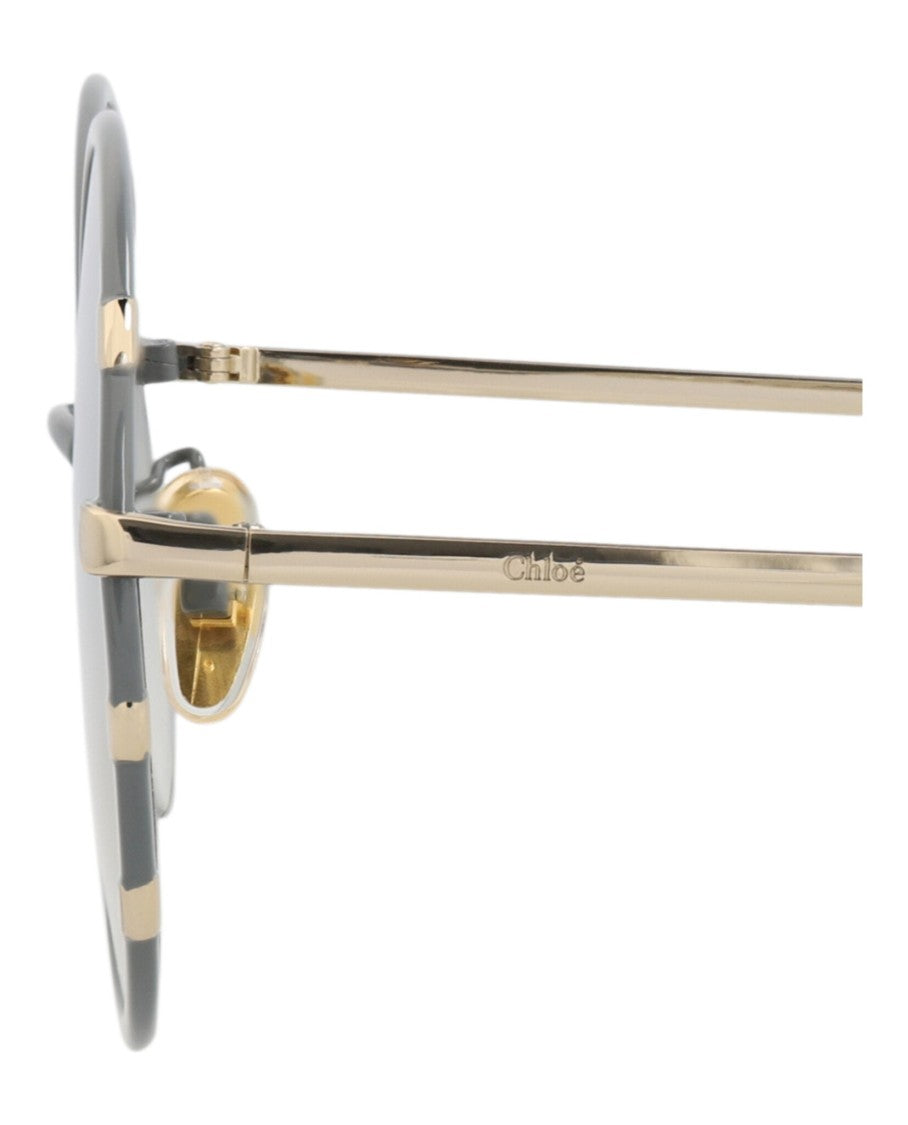 Chloé Round Metal Sunglasses With Gradient Lenses And Striped Detailing