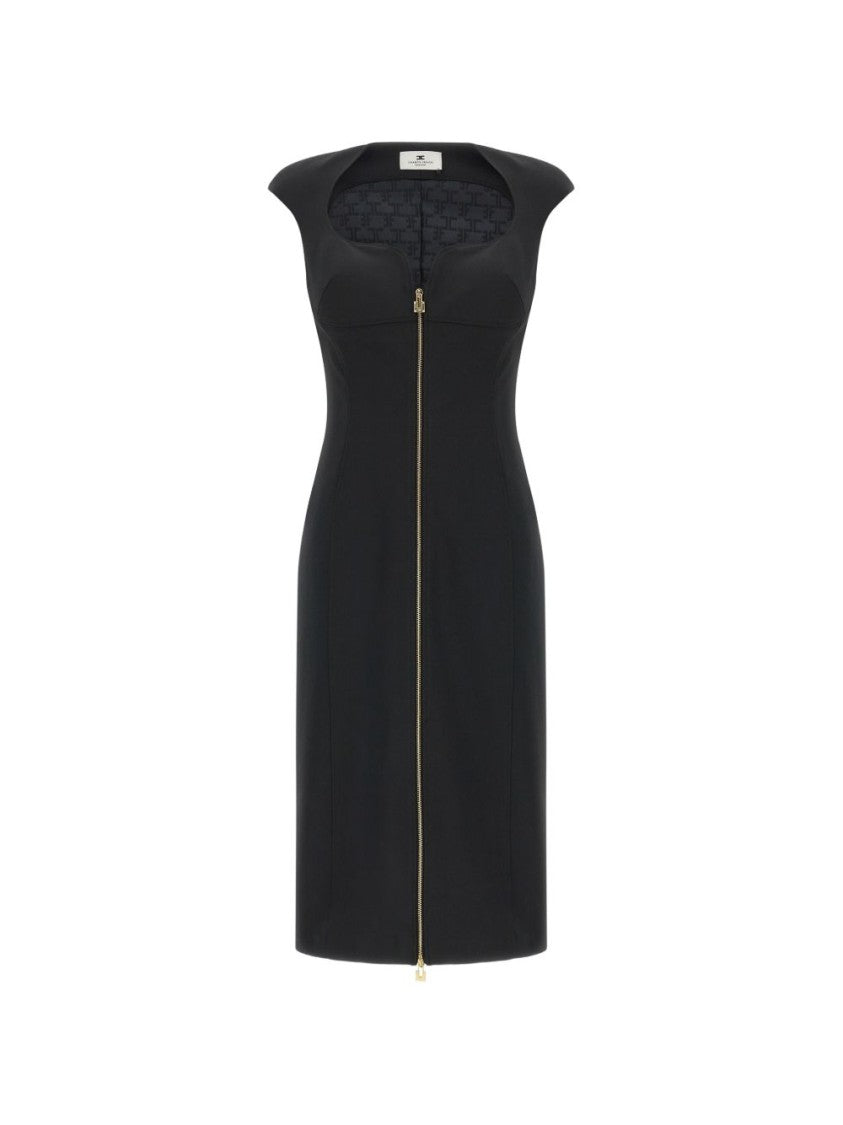 Elisabetta Franchi Fitted Black Dress With Structured Bodice