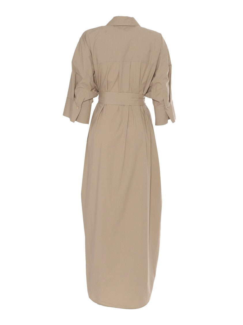 P.A.R.O.S.H. Classic Shirt Maxi Dress With Belted Waist