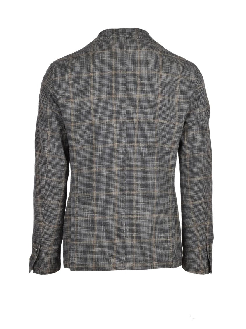 L.B.M. 1911 Refined Checkered Cotton-Silk Blazer With Rounded Silhouette