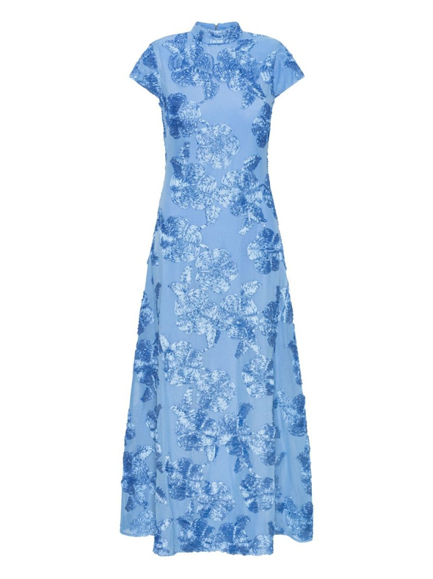 Rotate Intricate Floral Embroidery Midi Dress