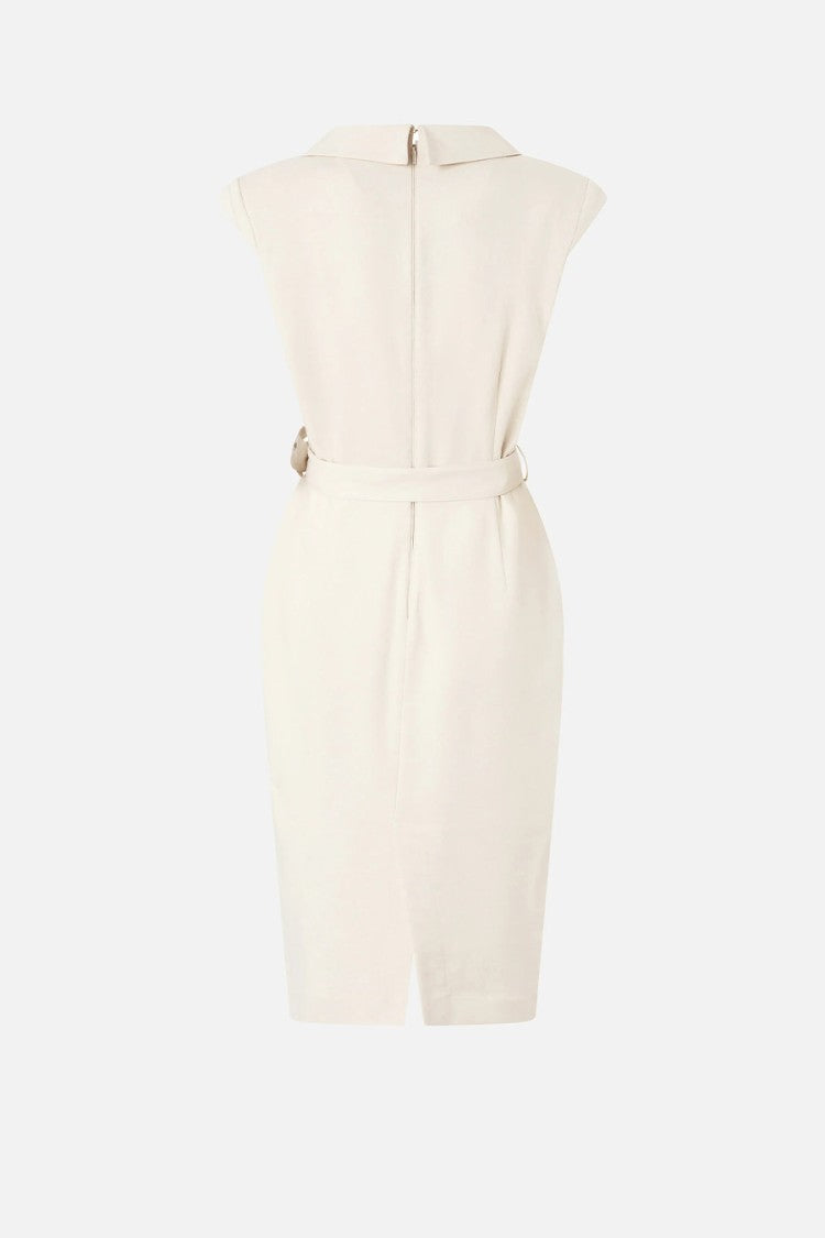 Pinko White Amadine Wrap-Effect Eyelet Belt Viscose-Blend Dress