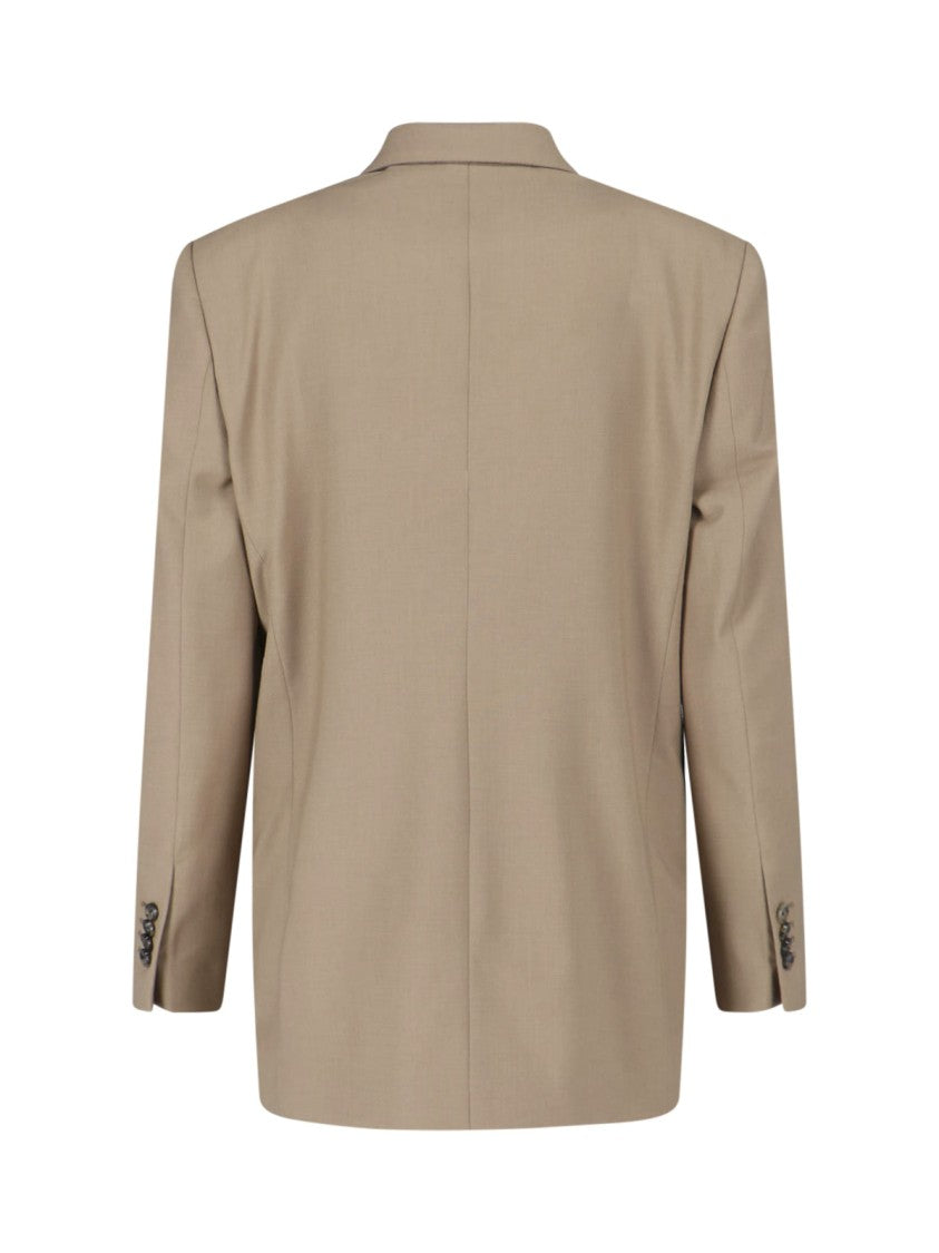 Lardini Beige Double-Breasted Wool Blend Blazer