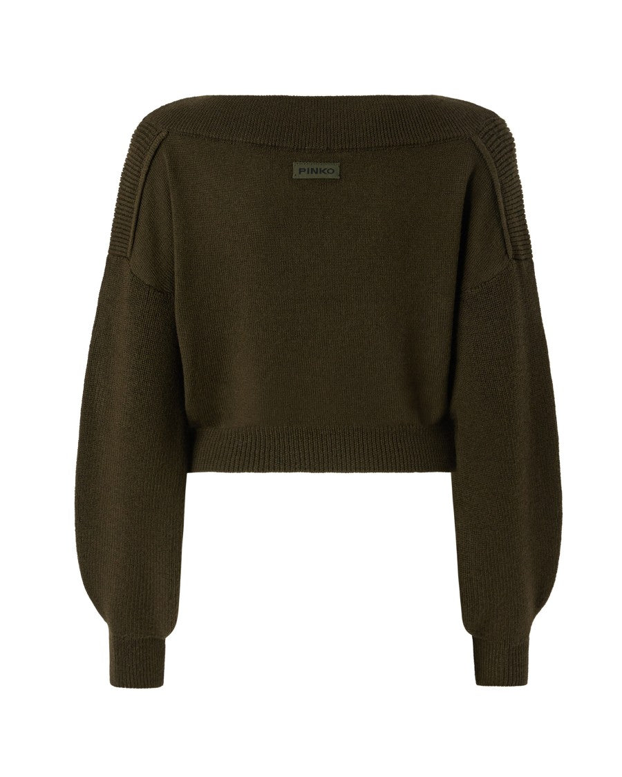 Pinko V-Neck Ribbed Pure Wool Sweater