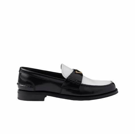 Prada Two-Tone Classic Loafer With Metallic Accent
