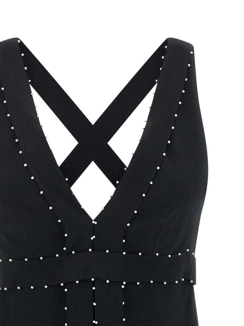 Giovanni Bedin Silk Blend Mini Dress With Pearl Appliqué