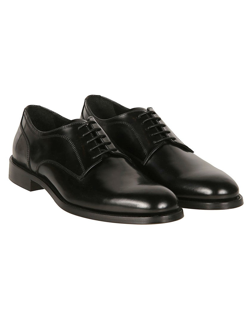 Baldinini Black Calf Leather Derby Shoes