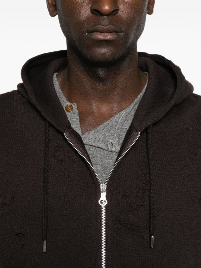 Our Legacy Black Distressed Zip-Up Hoodie