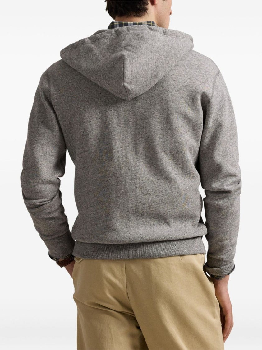 Polo Ralph Lauren Grey Zip-Up Hoodie With Embroidered Detailing