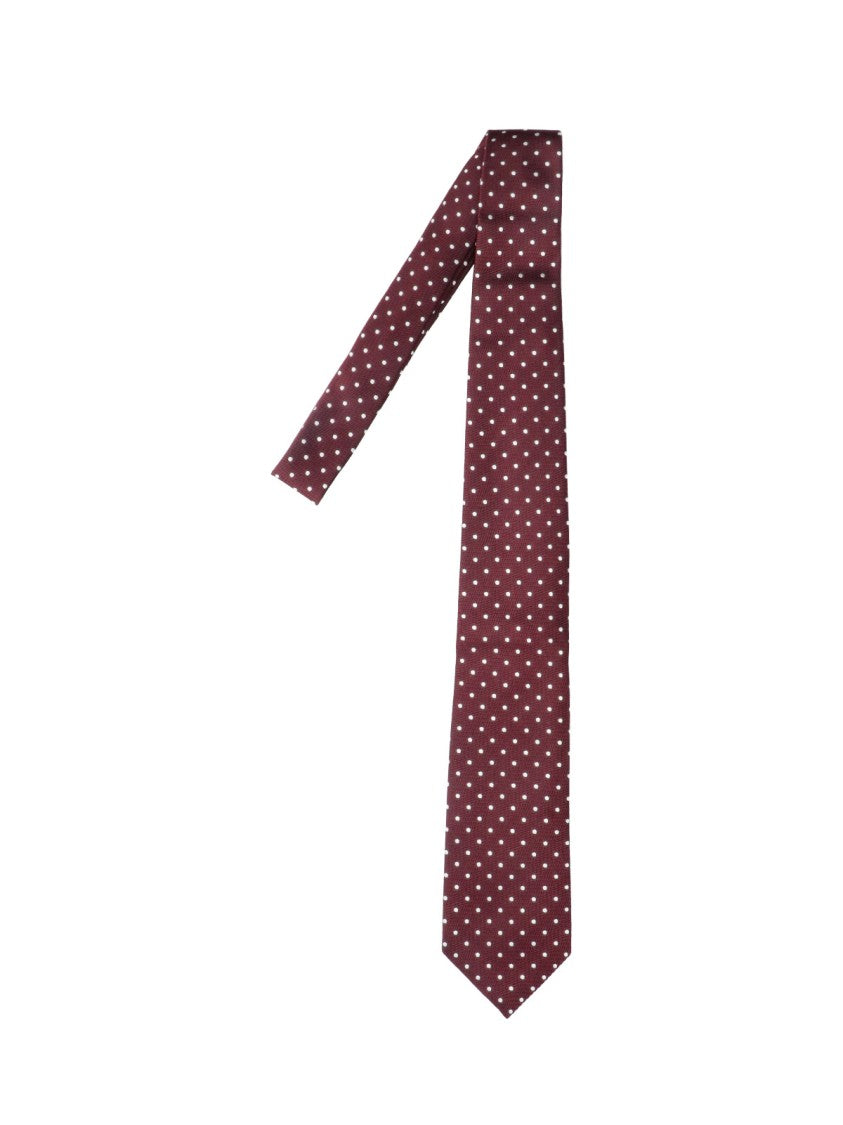 Tom Ford Burgundy Polka Dot Adjustable Necktie In Mulberry Silk