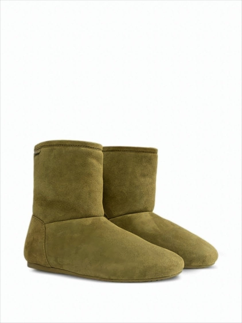 Loewe Mid-Calf Suede Boots With Plush Wool Lining