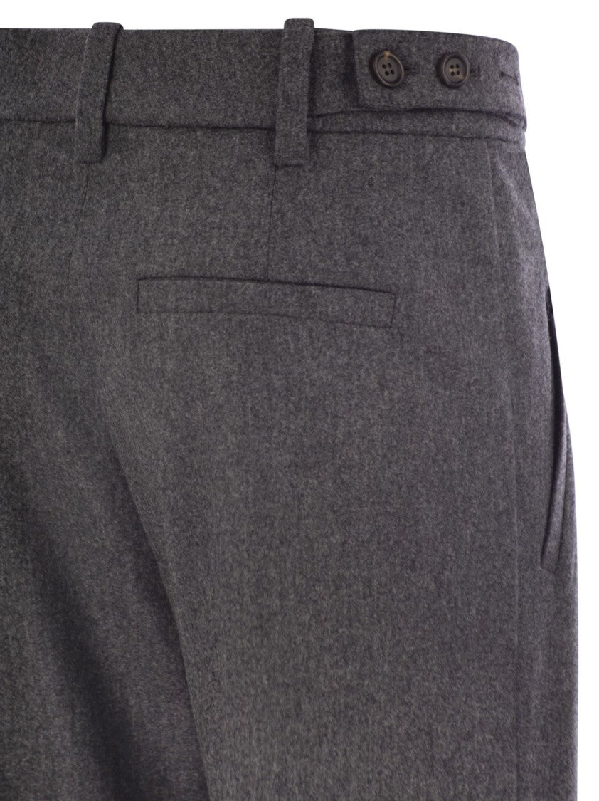 Brunello Cucinelli Straight Loose Trousers In Virgin Wool Flannel
