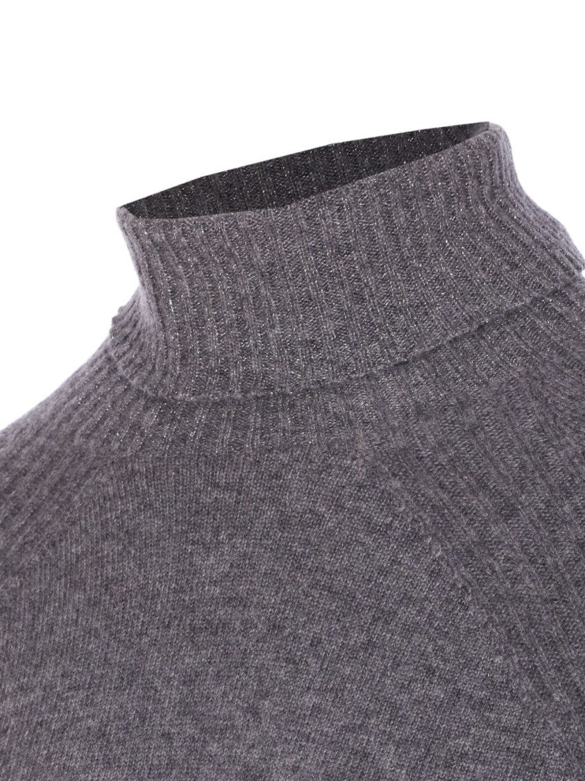 Twin-Set High Neck Relaxed-Fit Sweater With Ribbed Detailing