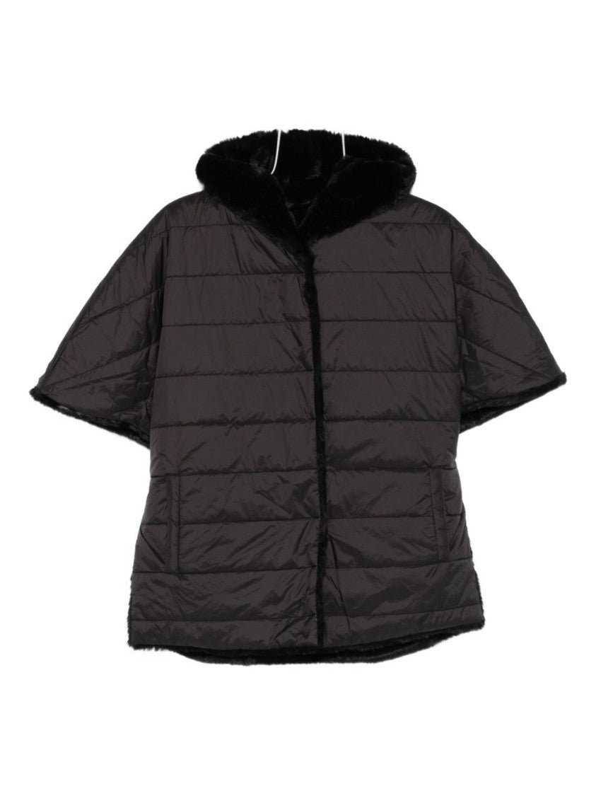 Blugirl Short Quilted Coat With Faux Fur Hood
