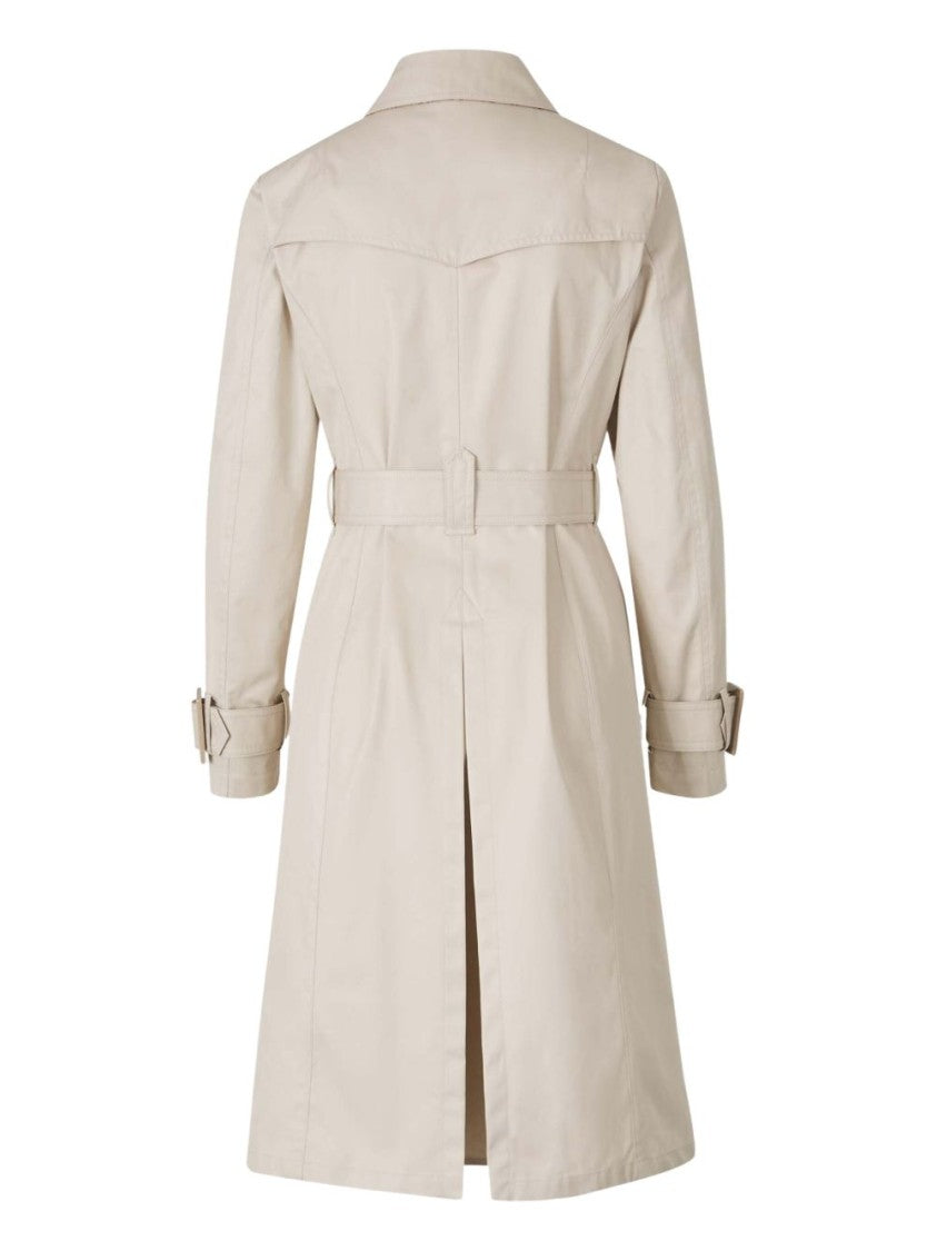 Herno Double-Breasted Light Beige Herno Coat With Belted Waist
