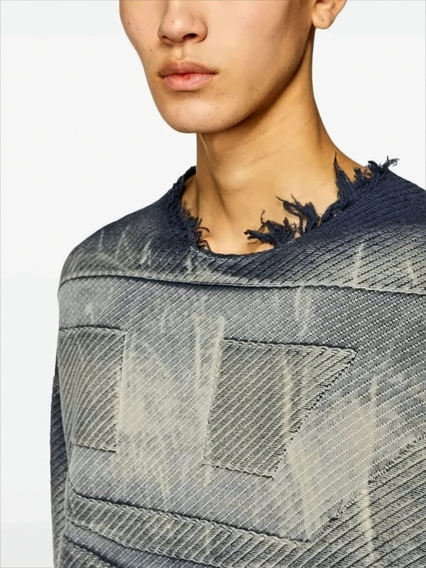 Diesel Gradient Textured Sweater With Distressed Finish