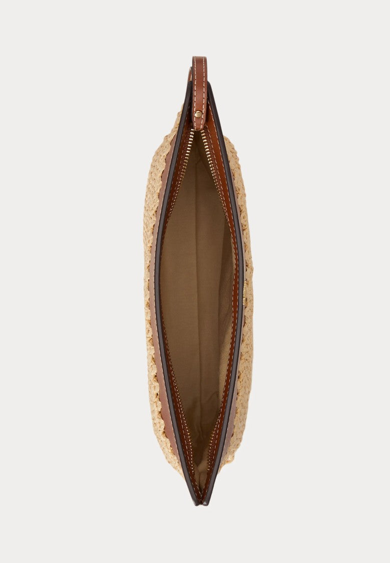 Lauren Ralph Lauren Rectangular Woven Straw Clutch With Scalloped Edge Detail