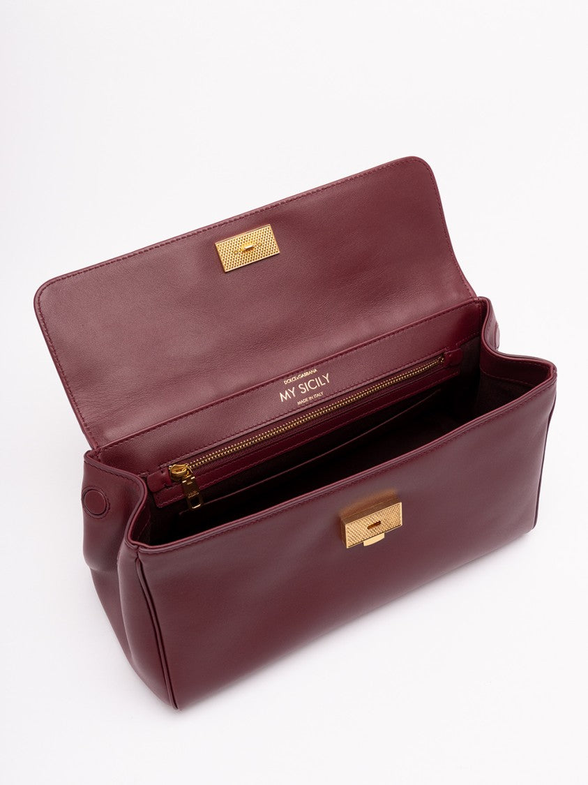 Dolce & Gabbana Structured Calf Leather Handbag With Carrying Options