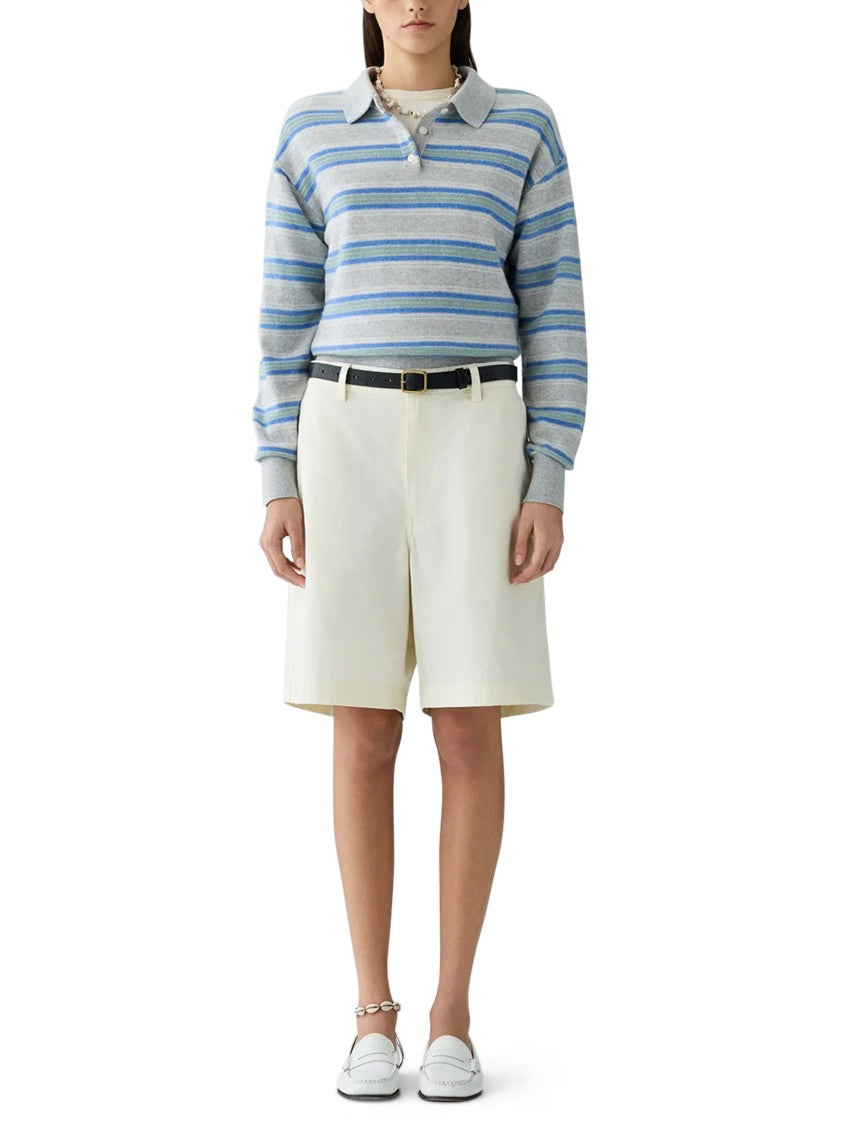 Guest In Residence Collegiate Stripe Cashmere Polo Shirt