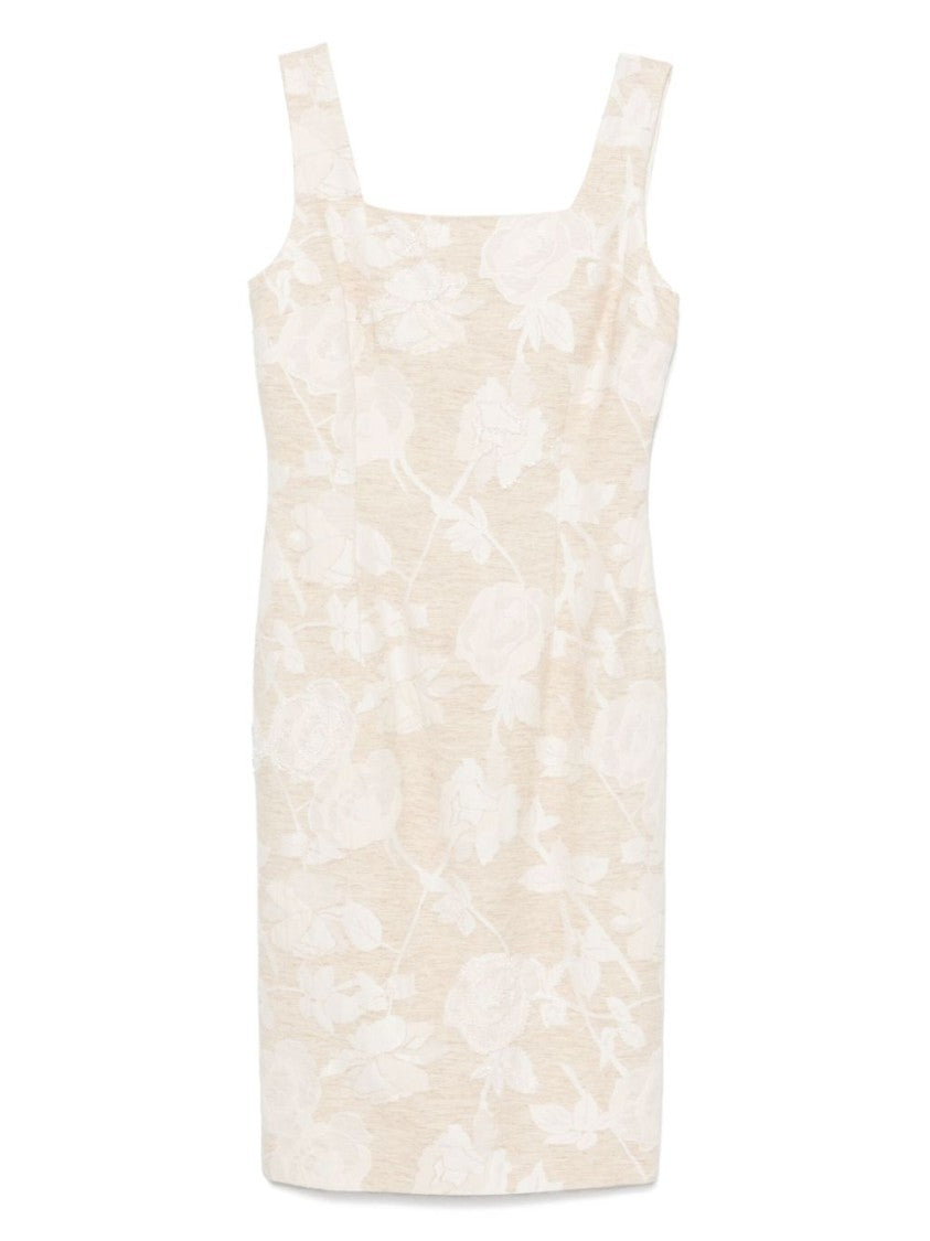 Blugirl Knee-Length Beige Dress With Square Neckline