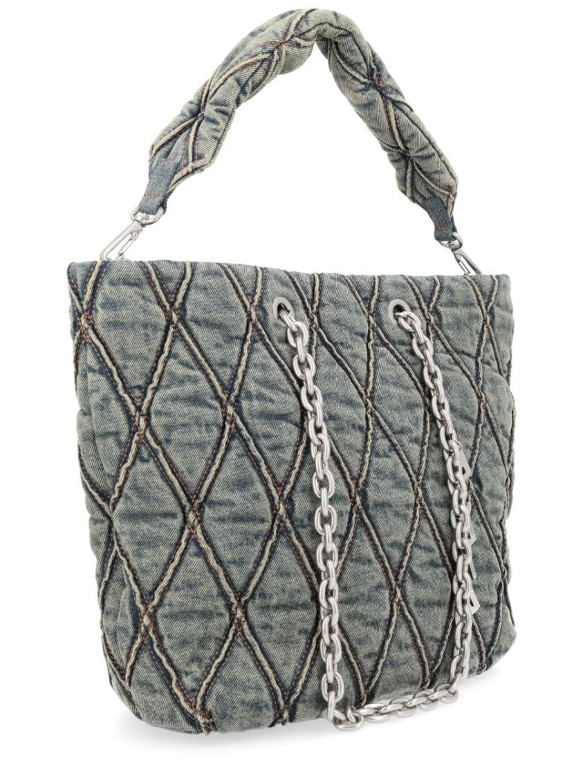 Diesel Black Charm-D Quilted Diamond Cotton Tote Bag