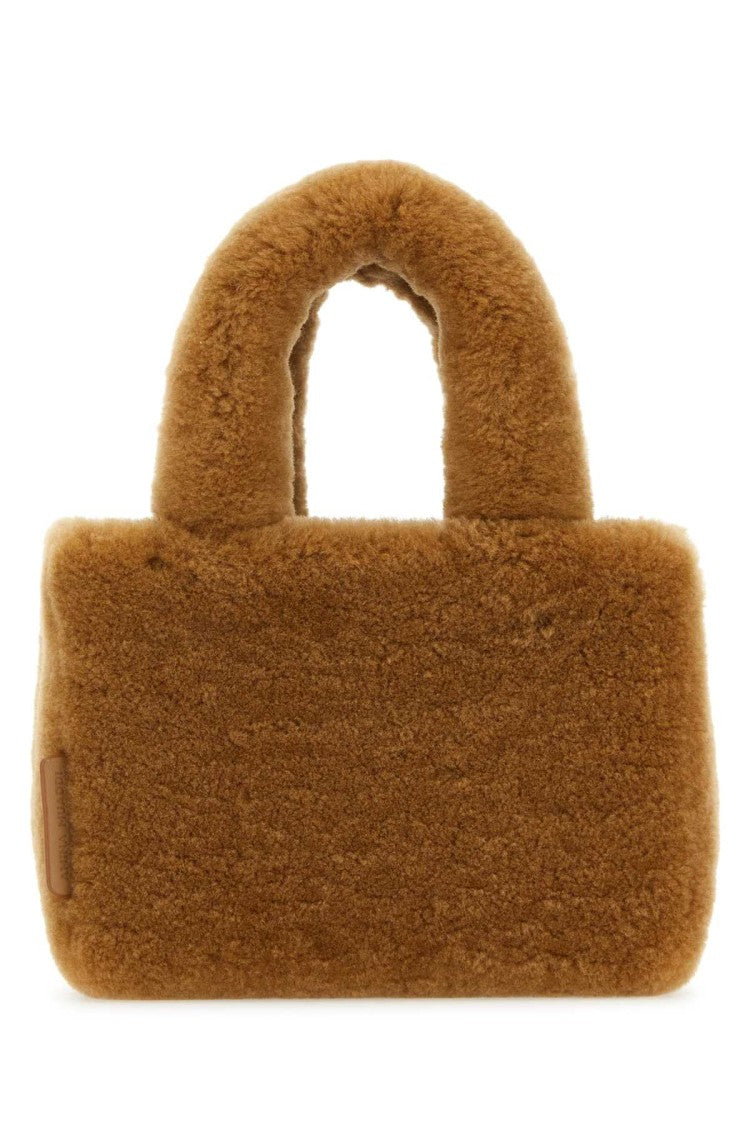 Amina Muaddi Camel Shearling Amini Giuly Handbag