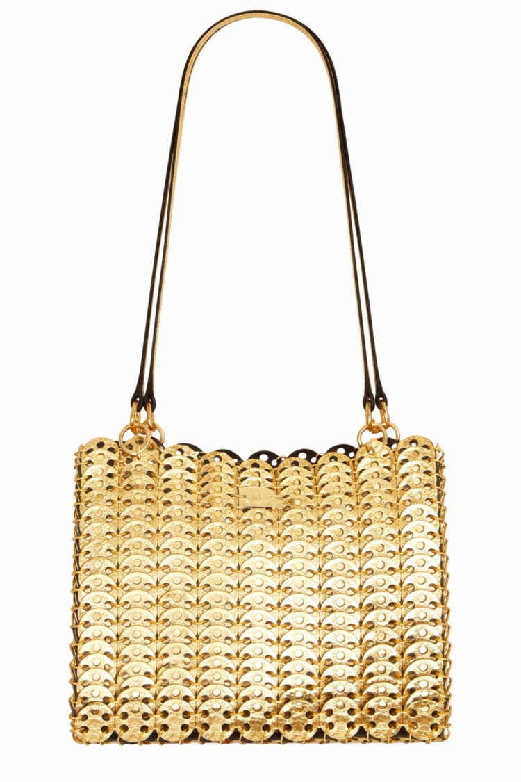 Rabanne Black Gold 1969 Flip Reversible Leather Shoulder Bag