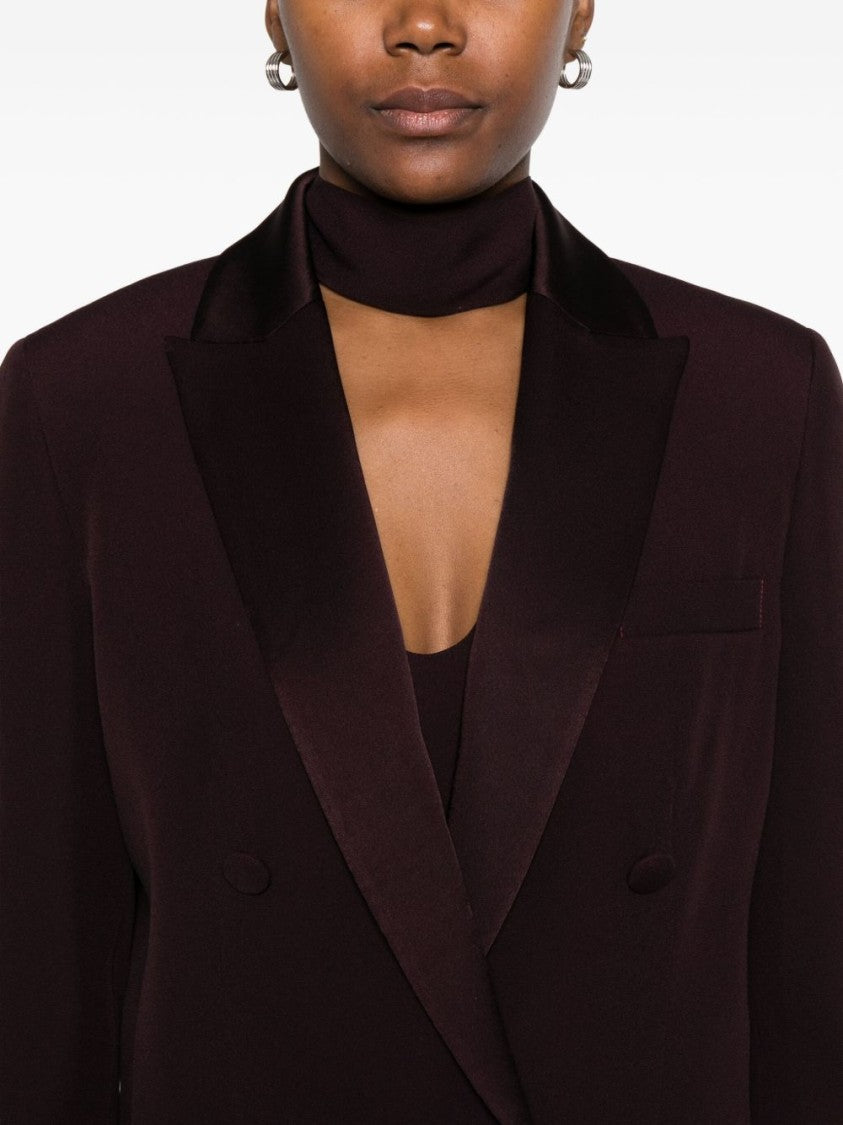 Raquel Diniz Double-Breasted Tailored Jacket In Deep Burgundy