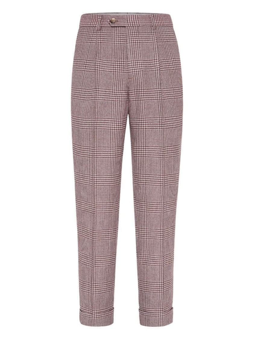 Brunello Cucinelli Slim-Fit Checkered Trousers With Cuffed Hems