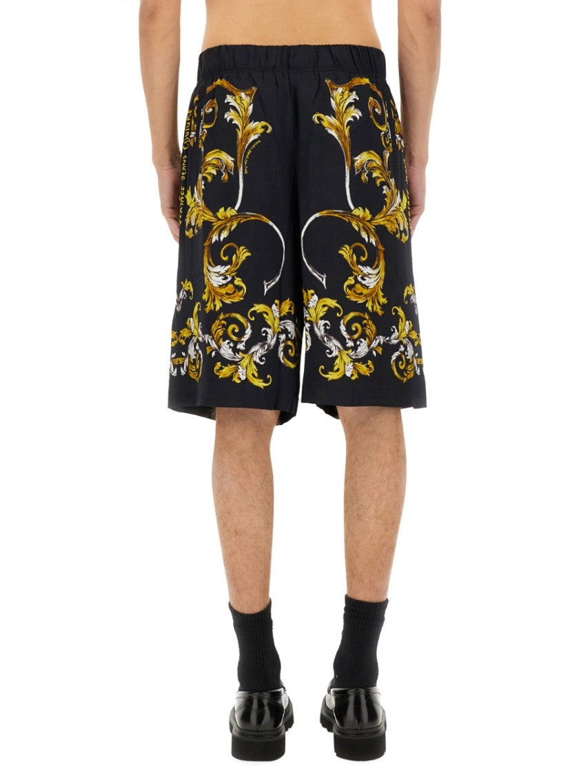 Versace Jeans Couture Shorts With Baroque Outline Print