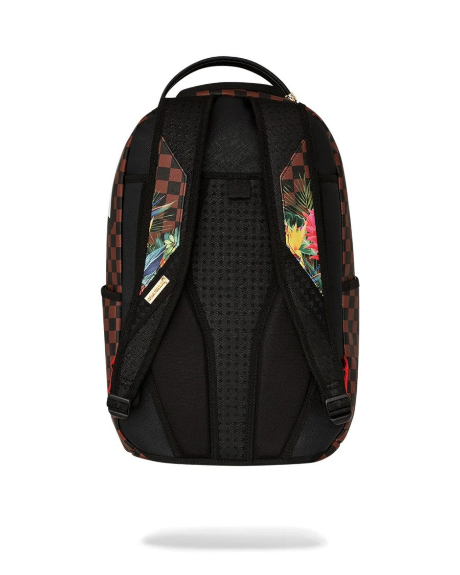 Sprayground Tropical Floral Print Checkered Backpack