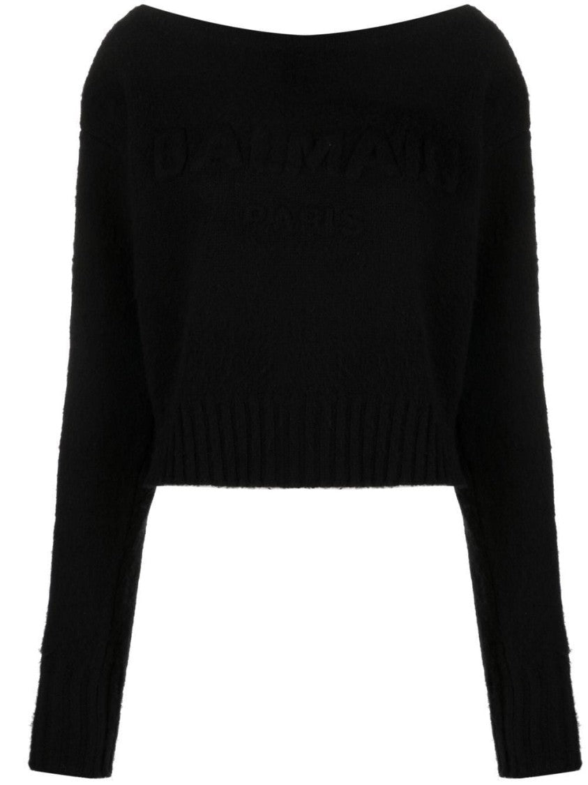 Balmain Off Shoulder Brush Sweater