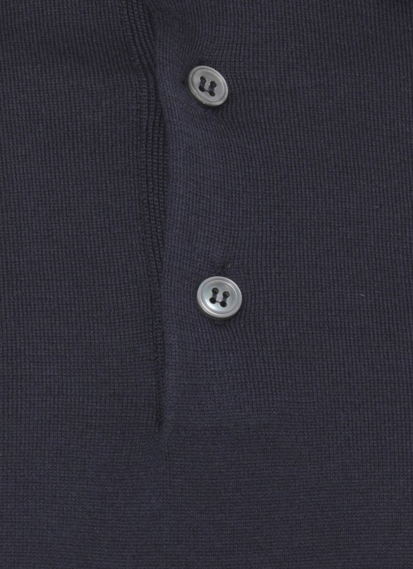 Lardini Blue Ribbed Trims Cotton Polo Shirt