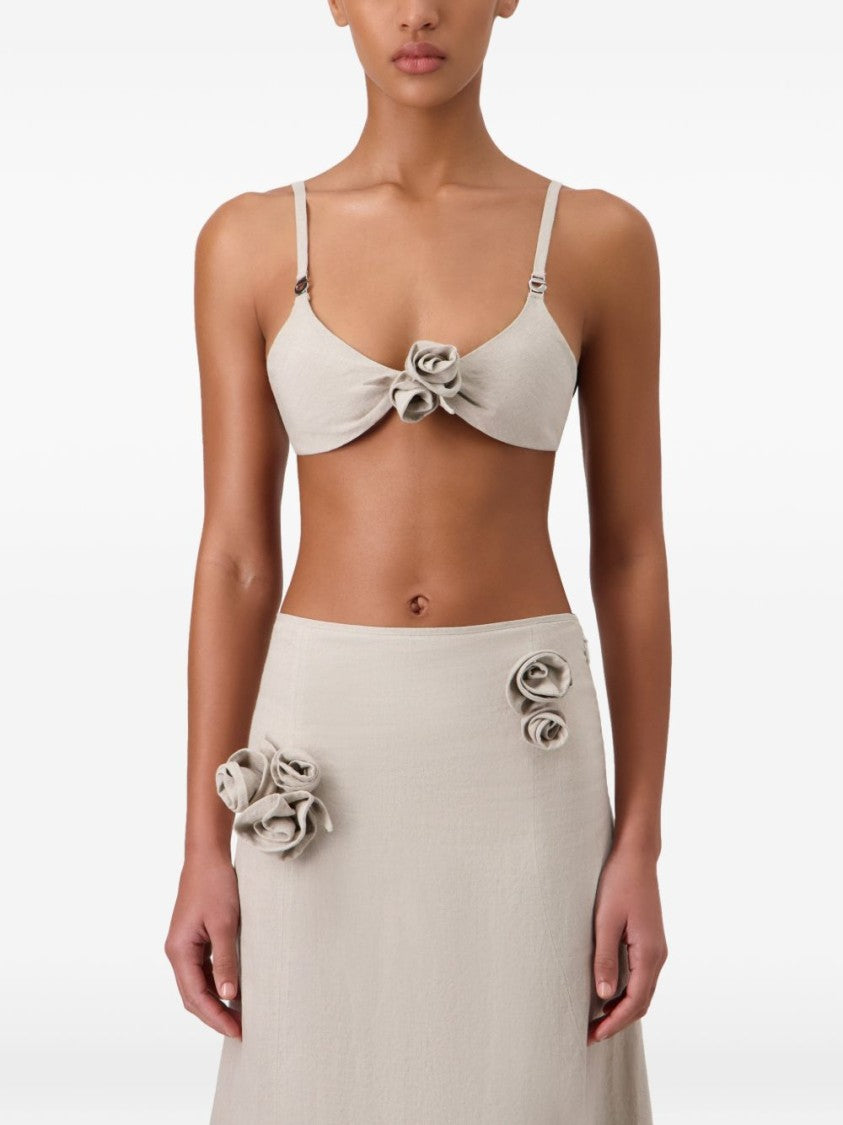 Coperni Beige Linen Top With V-Neckline