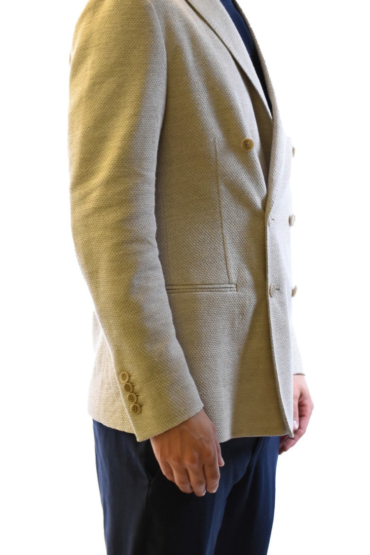 Fay Beige Wool-Blend Notch-Lapel Blazer