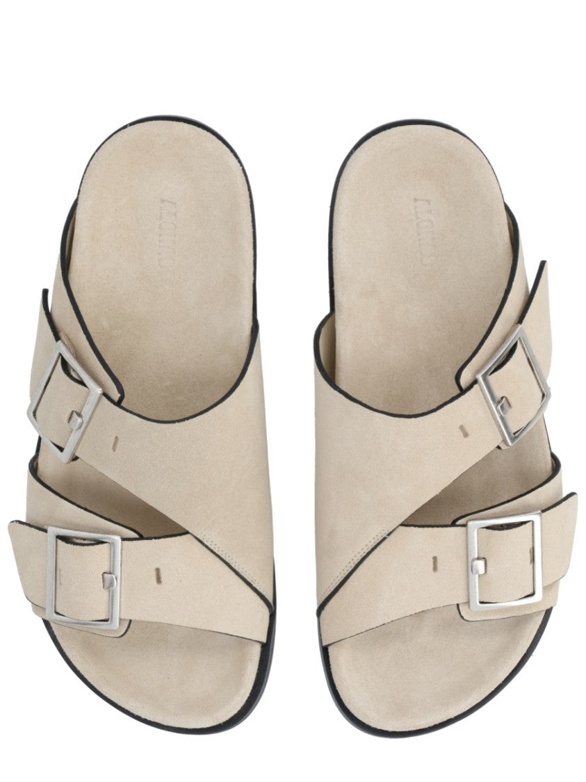 Alohas Alba Silver Buckles Slide Sandals