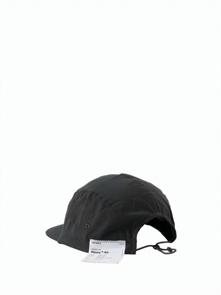 Satisfy Structured Black Polyester Cap With Subtle Grid Texture