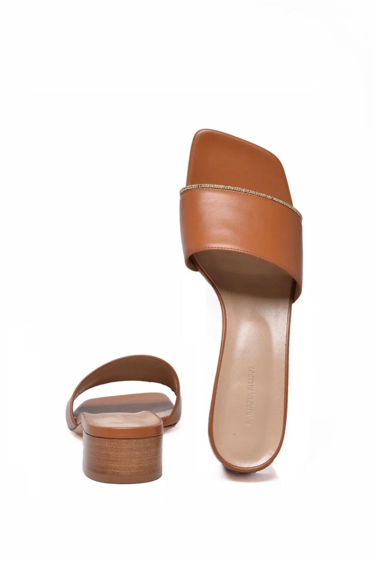 Fabiana Filippi Brown Minimalist Leather Mule Sandals