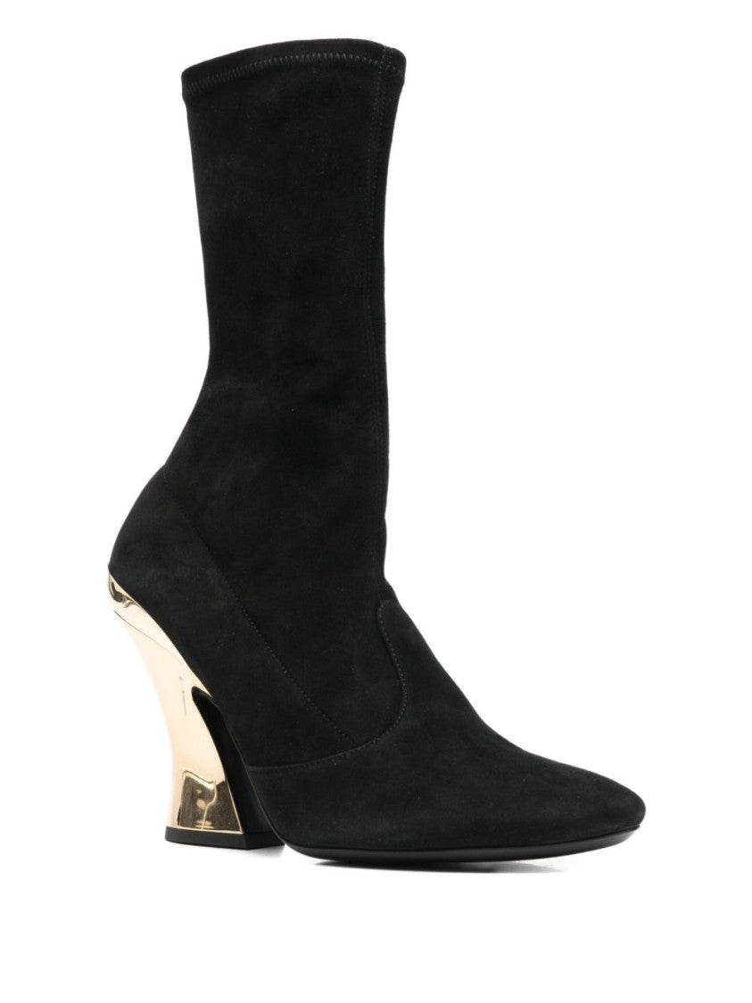 Givenchy Black High Heel Gold Tone Boots
