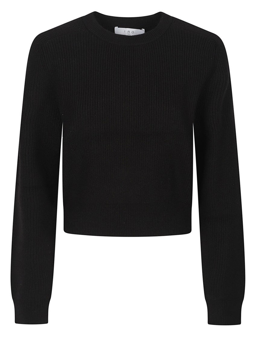 Iro Celena Cropped Black Ribbed Viscose Sweater