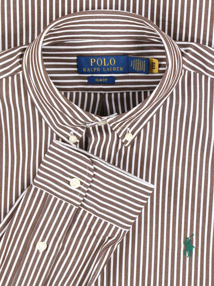 Polo Ralph Lauren Striped Logo Shirt – Brown