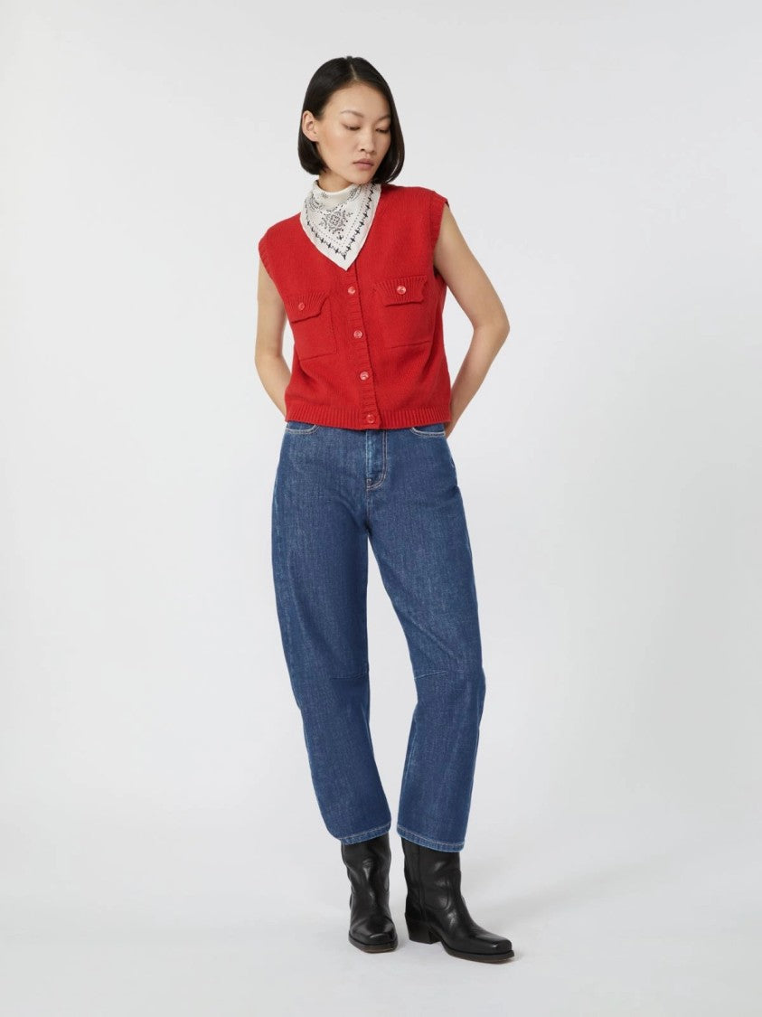 Max Mara Caprara Knitted Vest With Ribbed Trims