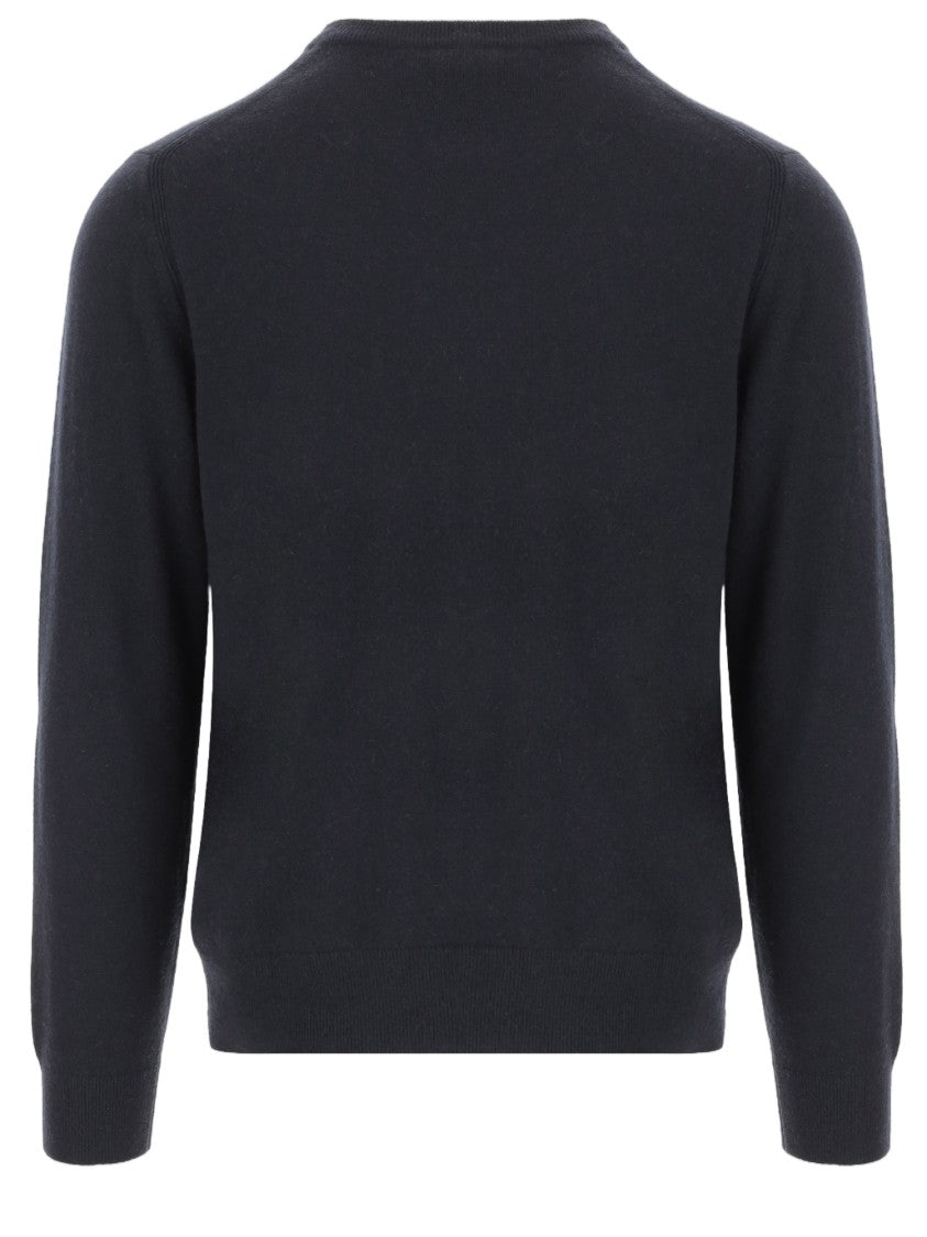 Vince Navy Crew Neck Ribbed Cashmere Sweater