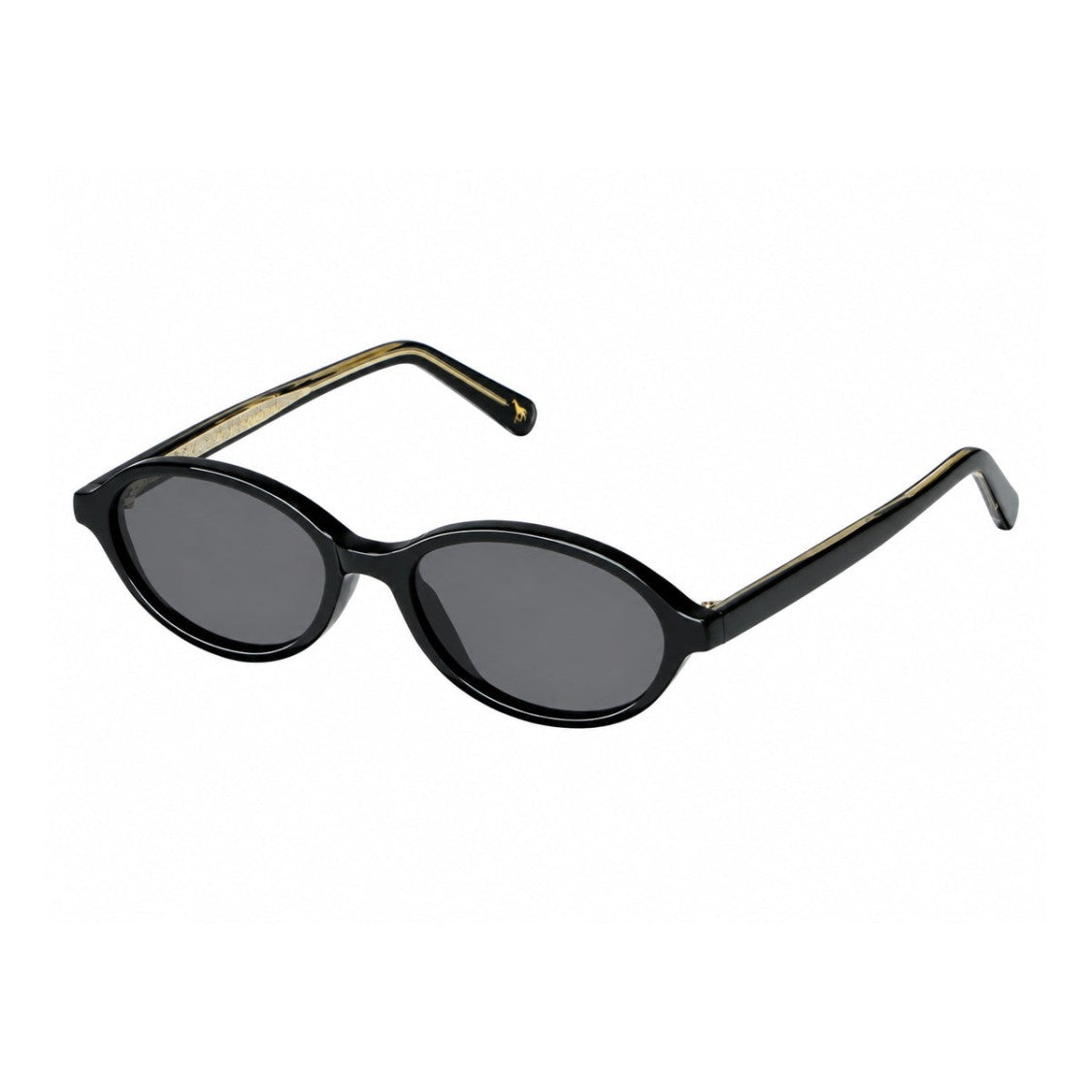 L.G.R. Sophisticated Oval Acetate Sunglasses With Gold Accents