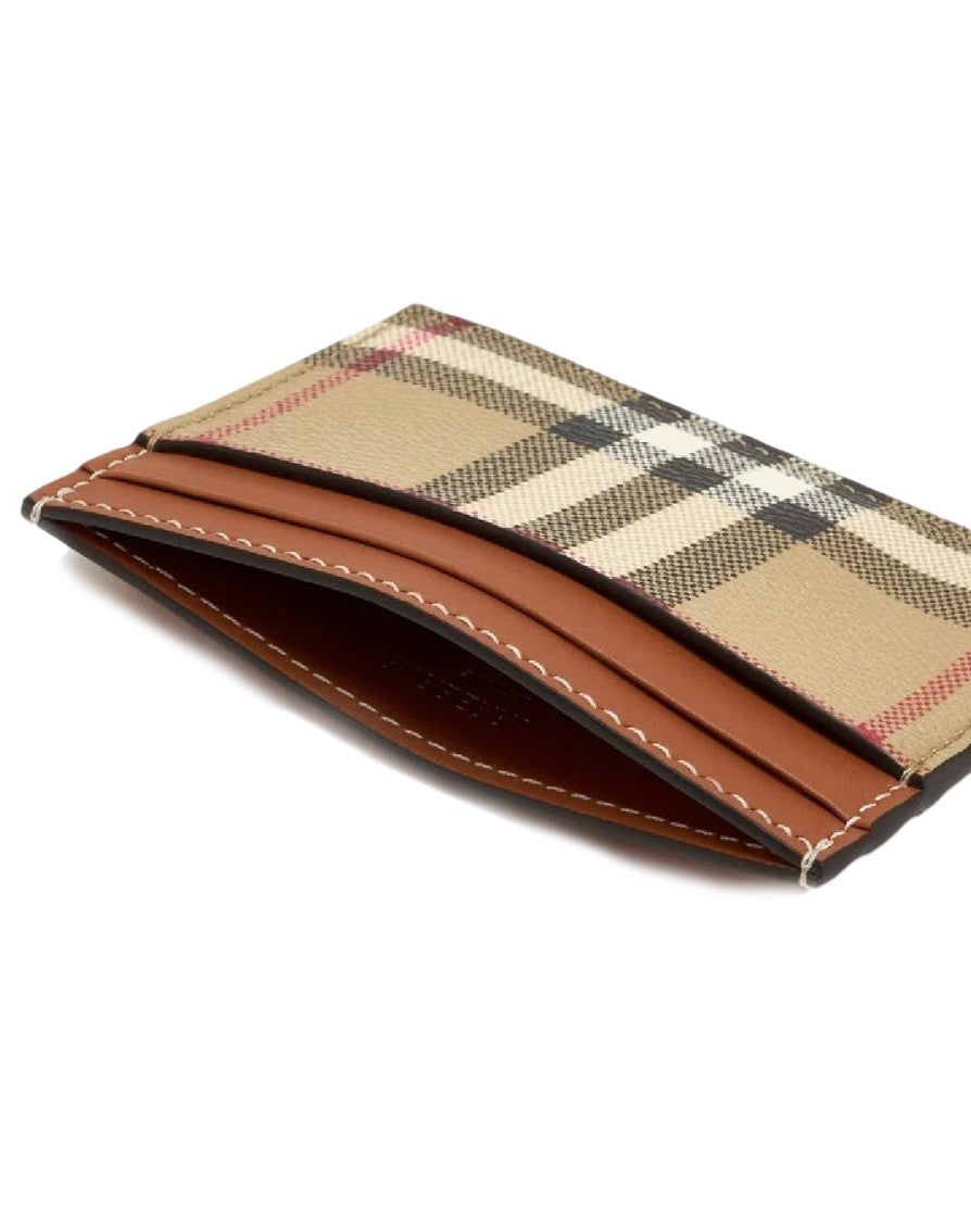 Burberry Rectangular Checkered Wallet With Leather Trim