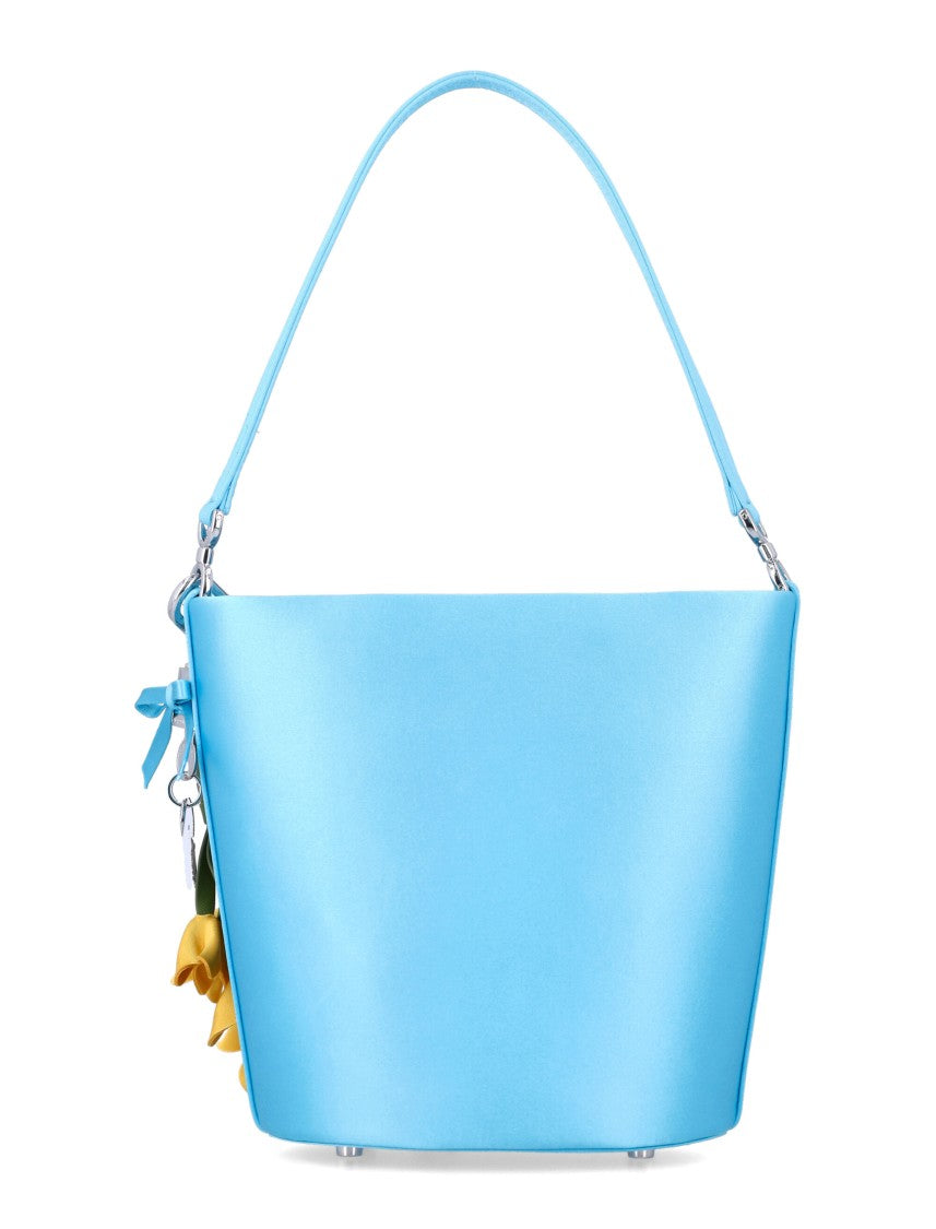 Self-Portrait Satin Charm Bucket Bag