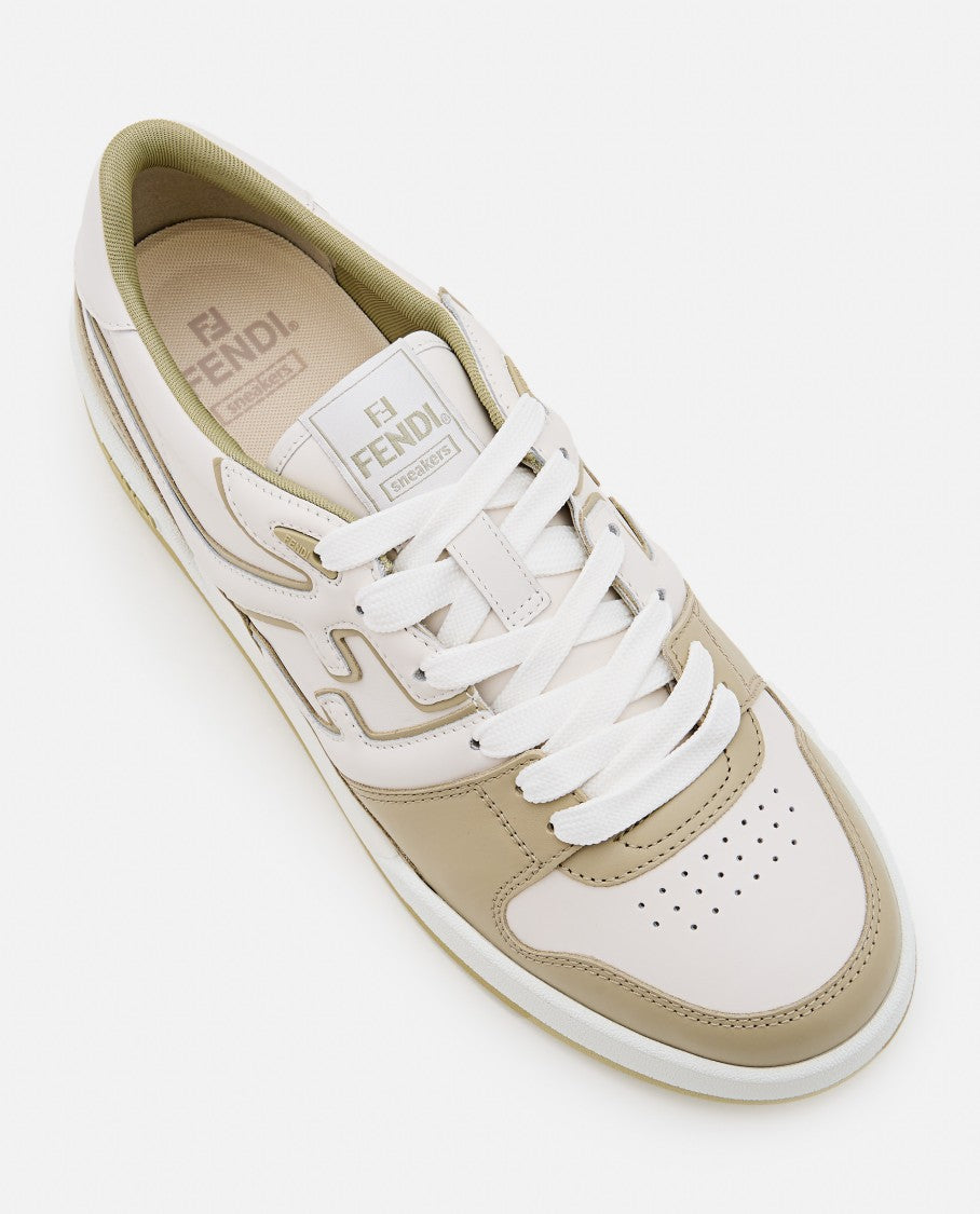 Fendi Calf Leather Sneakers With Side Logo And Rubber Sole